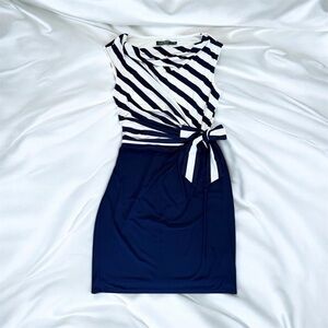 Ralph Lauren Navy and White Striped Mini Dress